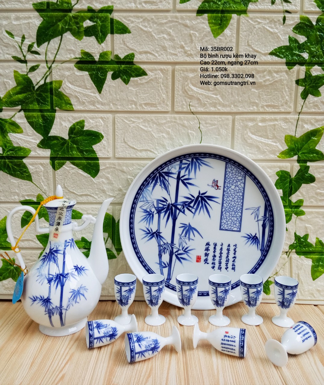 Bộ bình rót rượu kèm khay hàng cao cấp